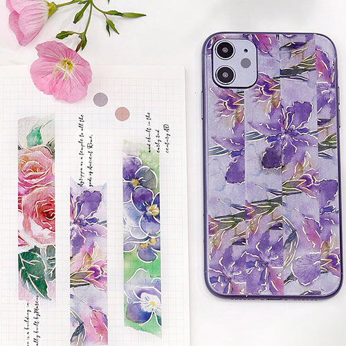 BGM Foil Stamping Masking Tape (Watercolour Flower: Violet)