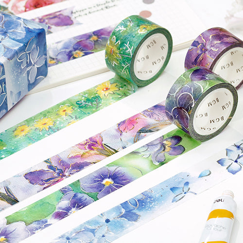 BGM Foil Stamping Masking Tape (Watercolour Flower: Violet)