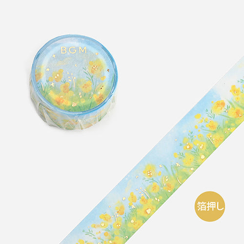 BGM Foil Stamping Yellow Flower Field Masking Tape