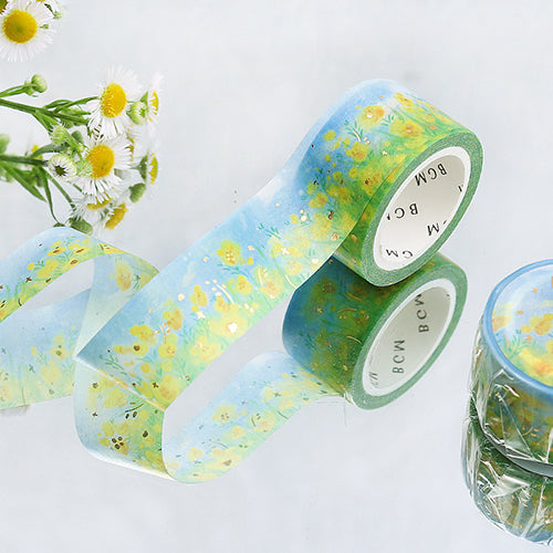 BGM Foil Stamping Yellow Flower Field Masking Tape