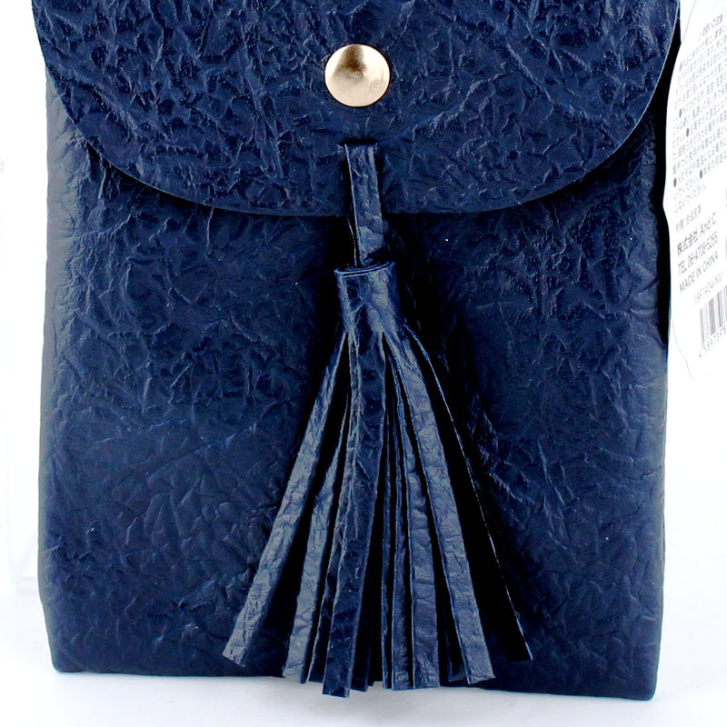 Mini Faux Leather Shoulder Bag with Tassel