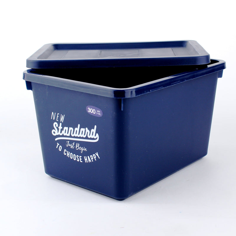 "New Standard, Just Begin to Choose Happy" Storage Box withLid M (Navy)