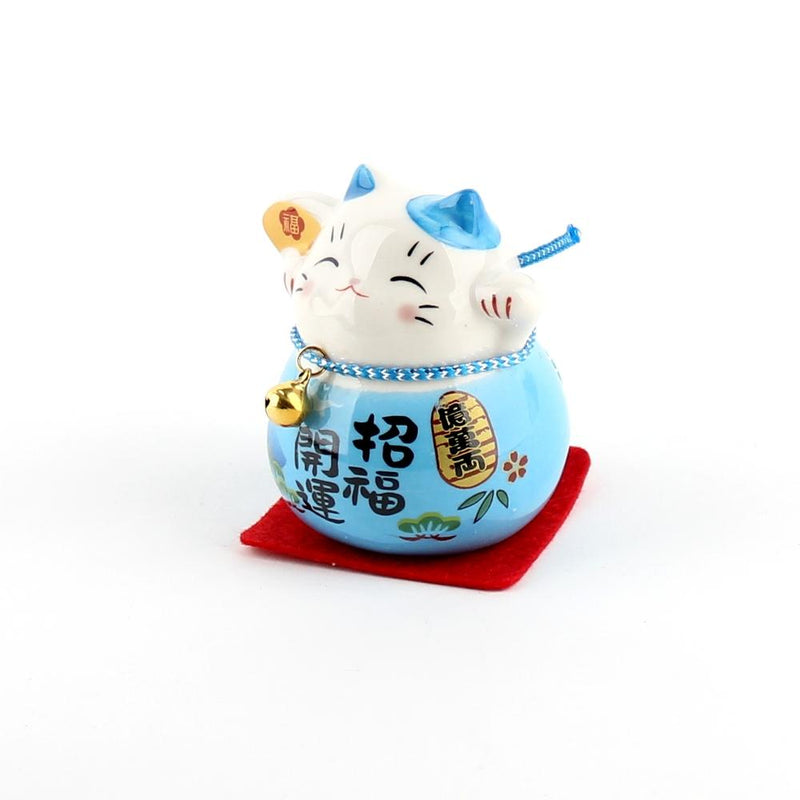 Ornament (Ceramic/Lucky Cat/Blue/D5xW6xH6cm)