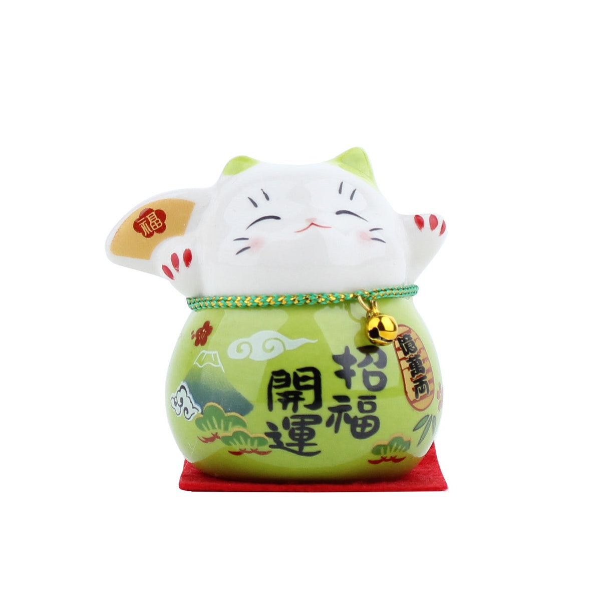 Ceramic Lucky Cat (Green) | Oomomo Canada