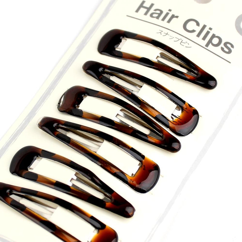 Hair Clip (Iron/Snap/Tortoise-Shell/5cm (6pcs))