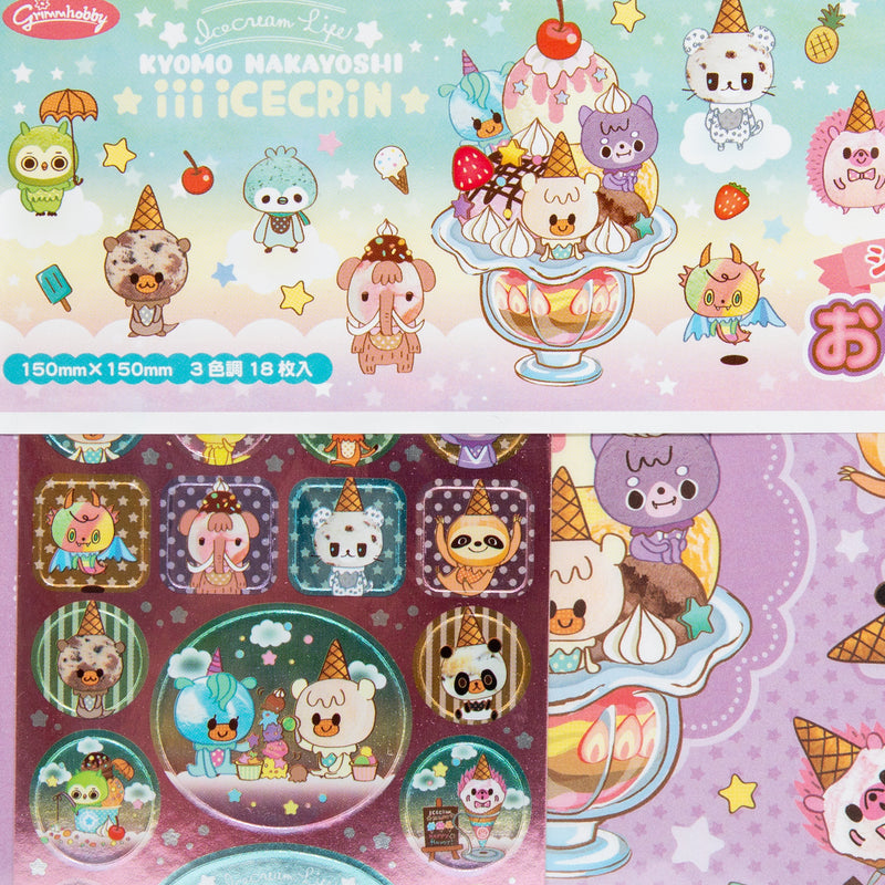 Animal Ice Cream Origami Paper with Stickers 