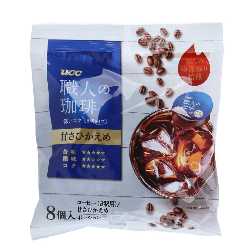 UCC Shokuninno Kohi Single-Serve Cup Less Sweet Coffee Concentrate 80 g 8pcs