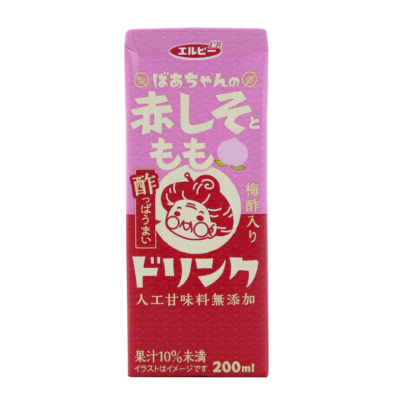 Elbee Obaachanno Akashiso Red Shiso Herb & Peach Non-Carbonated Soft Drink 200 mL