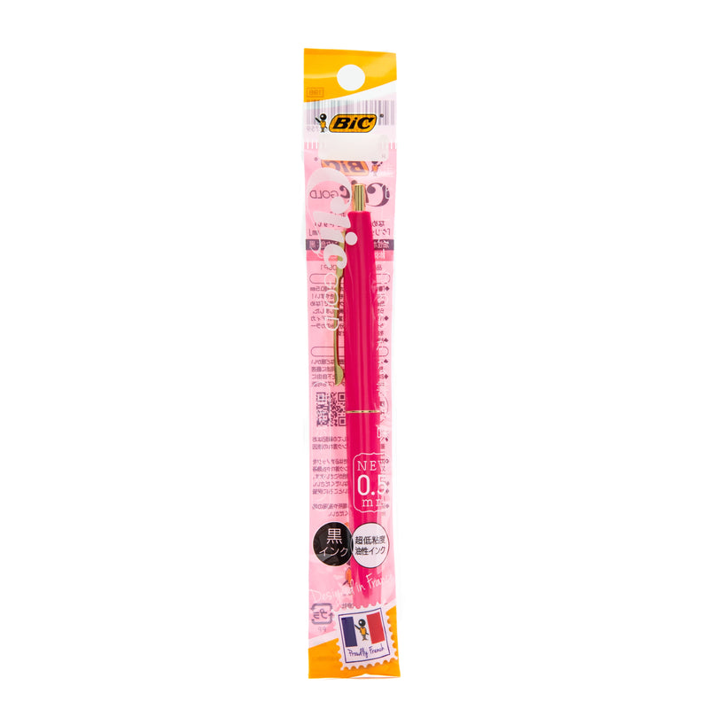 Ballpoint Pen (0.5mm/Permanent/Black/Bic Japan/Clic Gold/SMCol(s): Cherry Pink)