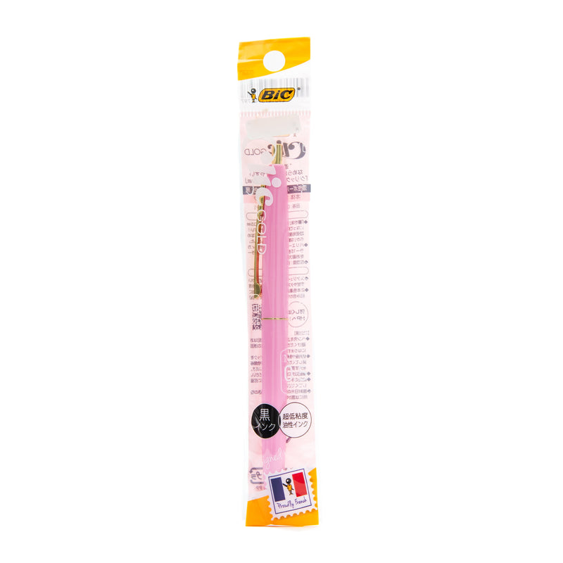 Ballpoint Pen (0.5mm/Permanent/Black/Bic Japan/Clic Gold/SMCol(s): Baby Pink)