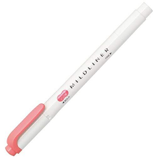 Highlighter Pen (Double-Ended: Wide,Thin/Wide: 0.4mm, Thin: 0.1mm/Mild Coral Pink/1.2x14.2cm)