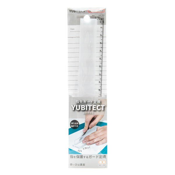 Ruler (Non-Slip/With Finger Protection in Cutting/17cm/0.55x3.5x18cm/Sun-Star/SMCol(s): Clear White)