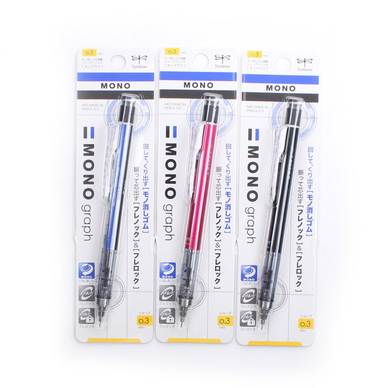 Tombow Mono 0.3mm Standard Shaker Push Click Twist Out Eraser Mechanical Pencil