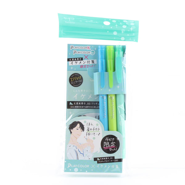 Tombow Handsome Figure Skater 2-Size Pen Tip Marker & Sticky Notes Set 4pcs