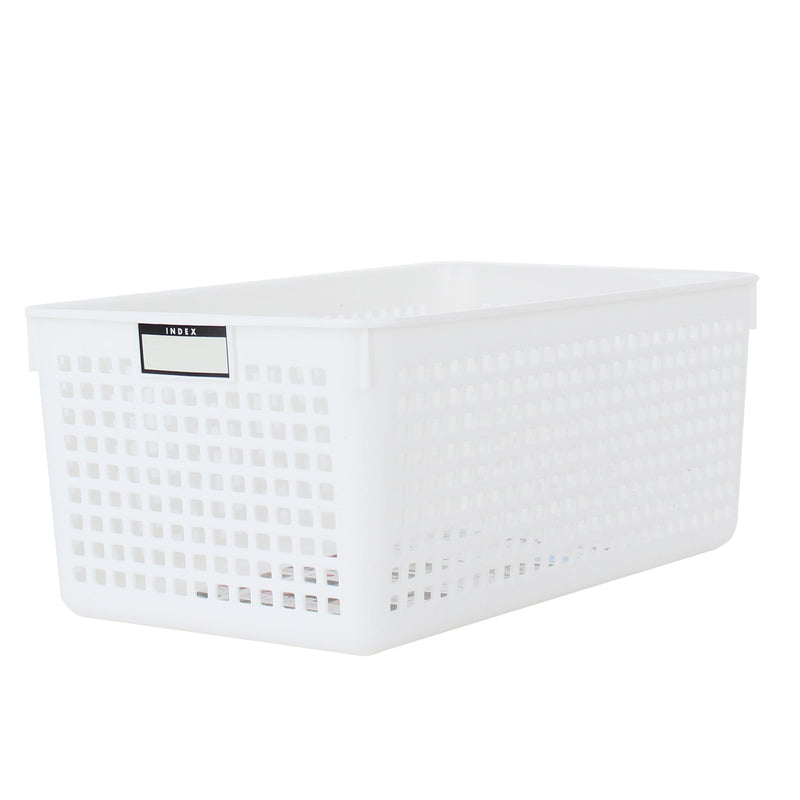 White Wide Rectangular Basket with Index Notation