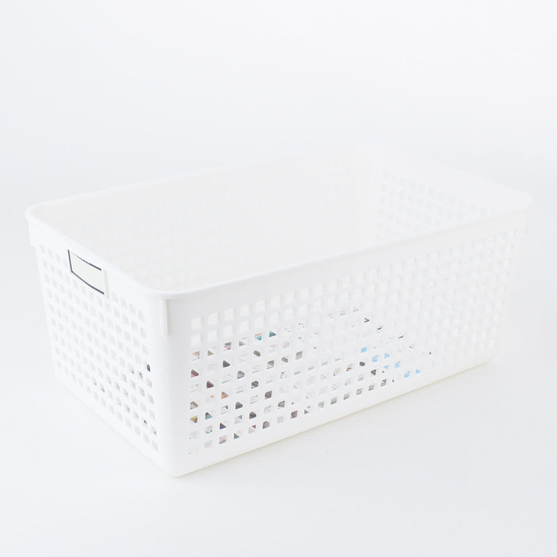White Wide Rectangular Basket with Index Notation