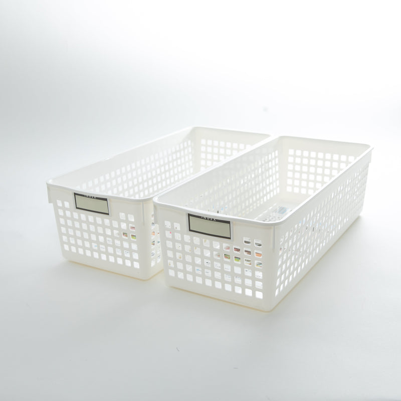 White Long Basket with Label
