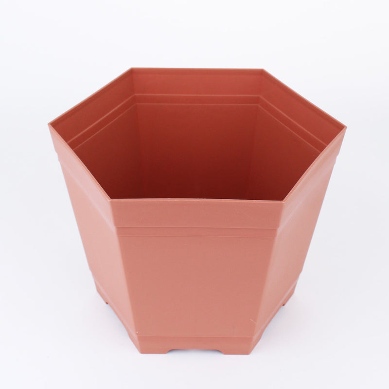 Brown Hexagonal Flower Pot 