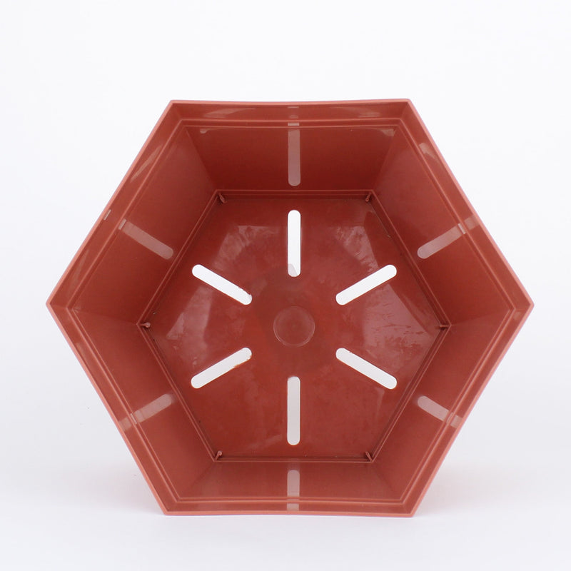 Brown Hexagonal Flower Pot 