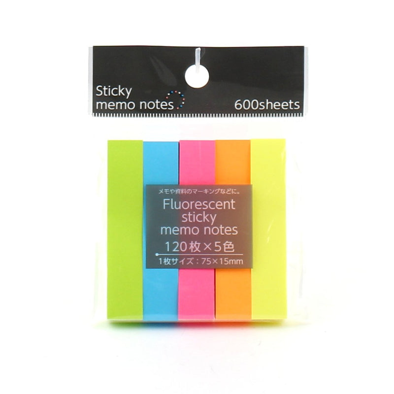 5-Color Fluorescent Sticky Notes (5x120 sheets)