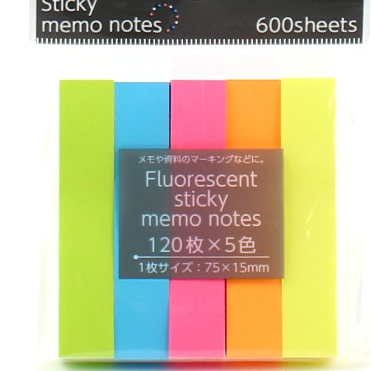 5-Color Fluorescent Sticky Notes (5x120 sheets)