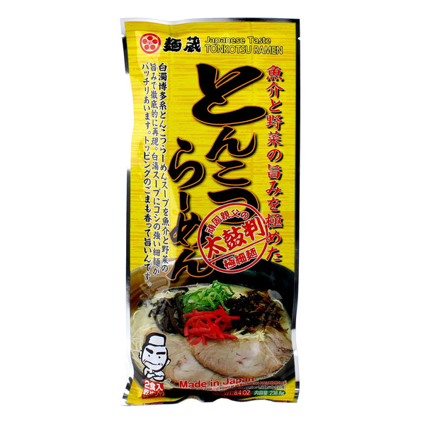 Kurata Shokuhin Meat Free Tonkotsu Pork Flavour Soup Base Extra Thin Ramen Noodles (238.8 g (2 sets))