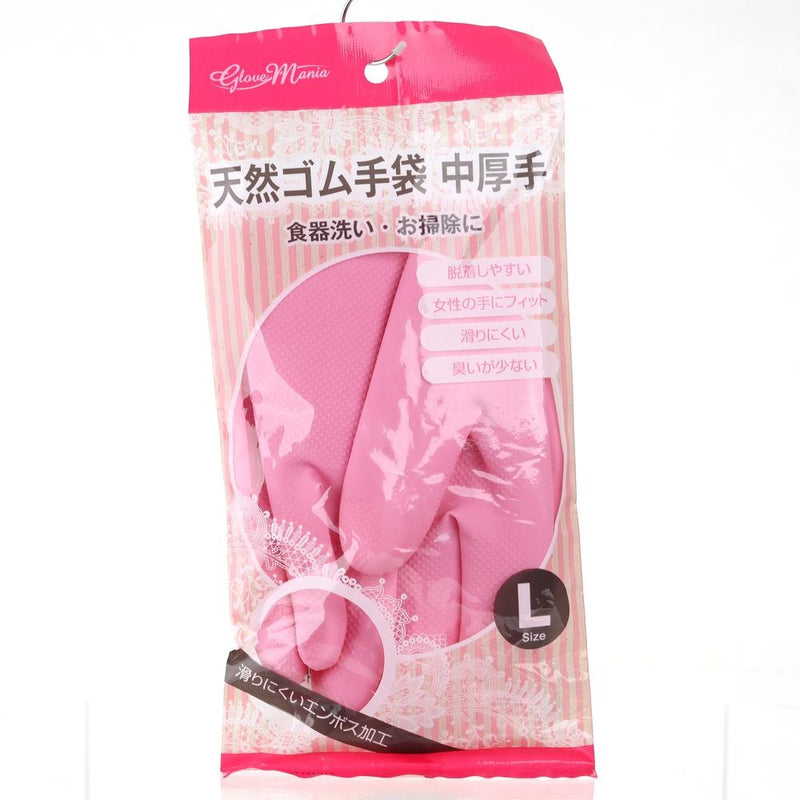 Rubber Gloves -L (Med-Thick/Non-slip/L/Pink/L (1pr))