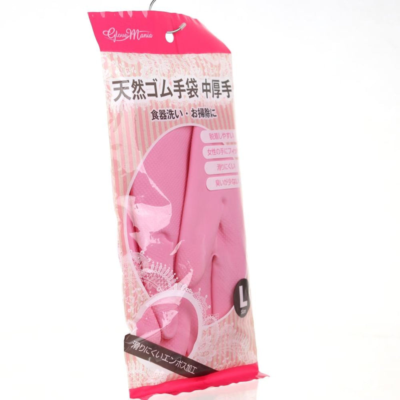 Rubber Gloves -L (Med-Thick/Non-slip/L/Pink/L (1pr))