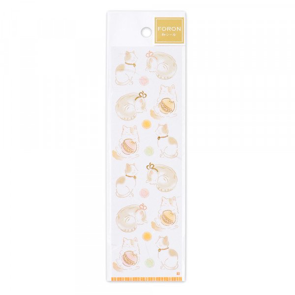 Stickers (Washi Paper/Japanese Style/Cats/Sheet Size: H16.5xW5cm/SMCol(s): White,Gold,Beige)