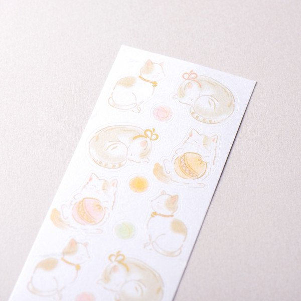 Stickers (Washi Paper/Japanese Style/Cats/Sheet Size: H16.5xW5cm/SMCol(s): White,Gold,Beige)