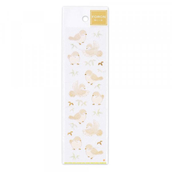 Stickers (Washi Paper/Japanese Style/Sparrows/Sheet Size: H16.5xW5cm/SMCol(s): White,Gold,Beige)