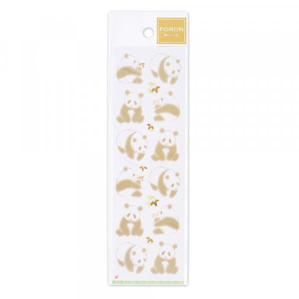Stickers (Washi Paper/Japanese Style/Pandas/Sheet Size: H16.5xW5cm/SMCol(s): White,Gold,Beige)