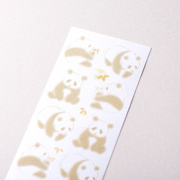 Stickers (Washi Paper/Japanese Style/Pandas/Sheet Size: H16.5xW5cm/SMCol(s): White,Gold,Beige)