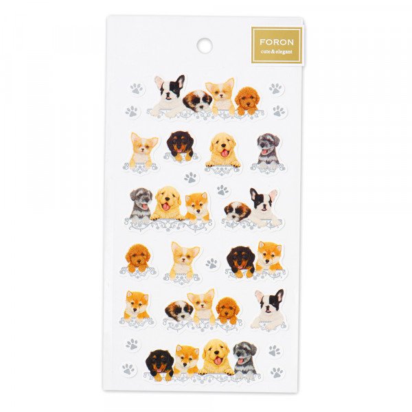 Stickers (Puppies/L/Sheet Size: H16.5xW9.2cm/SMCol(s): White,Orange,Brown,Grey,Black)