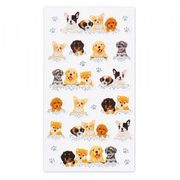 Stickers (Puppies/L/Sheet Size: H16.5xW9.2cm/SMCol(s): White,Orange,Brown,Grey,Black)