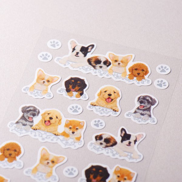 Stickers (Puppies/L/Sheet Size: H16.5xW9.2cm/SMCol(s): White,Orange,Brown,Grey,Black)