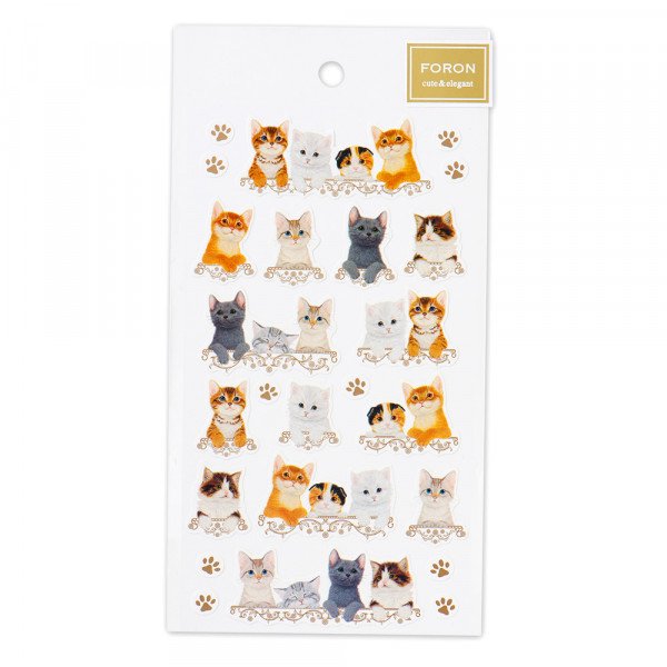 Stickers (Kittens/L/Sheet Size: H16.5xW9.2cm/SMCol(s): White,Orange,Brown,Grey,Black)