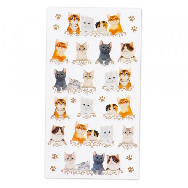 Stickers (Kittens/L/Sheet Size: H16.5xW9.2cm/SMCol(s): White,Orange,Brown,Grey,Black)