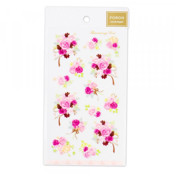 Stickers (Clear/Rose Bouquets/L/Sheet Size: H16.5xW9.2cm/SMCol(s): Pink)