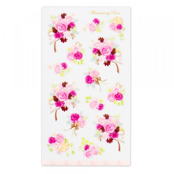 Stickers (Clear/Rose Bouquets/L/Sheet Size: H16.5xW9.2cm/SMCol(s): Pink)