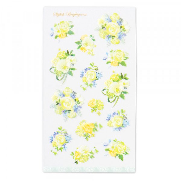 Stickers (Clear/Green Rose Bouquets/L/Sheet Size: H16.5xW9.2cm/SMCol(s): Green)