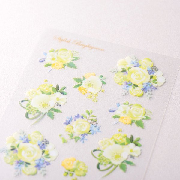 Stickers (Clear/Green Rose Bouquets/L/Sheet Size: H16.5xW9.2cm/SMCol(s): Green)