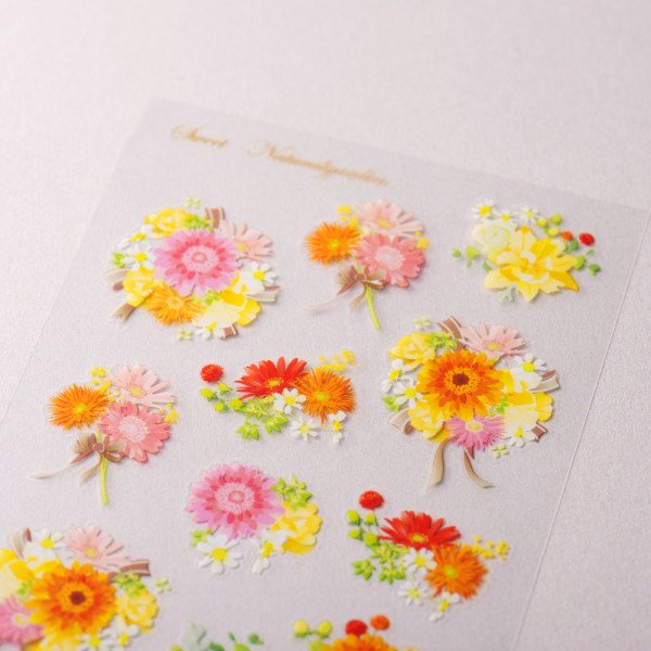 Stickers (Clear/Gerbera Bouquets/L/Sheet Size: H16.5xW9.2cm/SMCol(s): Orange)