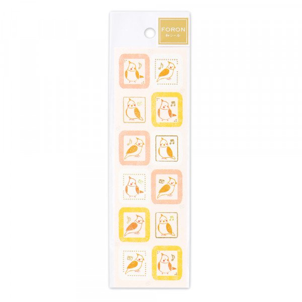 Stickers (Washi Paper/Square/Parakeets/Sheet Size: H16.5xW5cm/SMCol(s): White,Yellow,Pink,Orange)