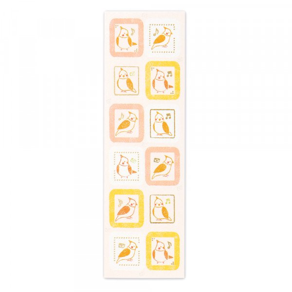 Stickers (Washi Paper/Square/Parakeets/Sheet Size: H16.5xW5cm/SMCol(s): White,Yellow,Pink,Orange)