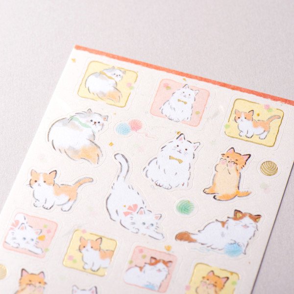 Stickers (Washi Paper/Japanese Style/Cats/L/Sheet Size: H16.5xW9cm/SMCol(s): Multicolour)