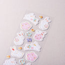 Stickers (Crepe Paper/Yuzen Pattern/Rabbits/Sheet Size: H16.5xW5cm/SMCol(s): Pink,White)