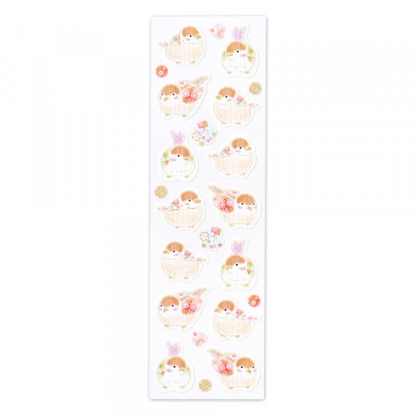 Stickers (Crepe Paper/Yuzen Pattern/Sparrows/Sheet Size: H16.5xW5cm/SMCol(s): Brown,Beige)