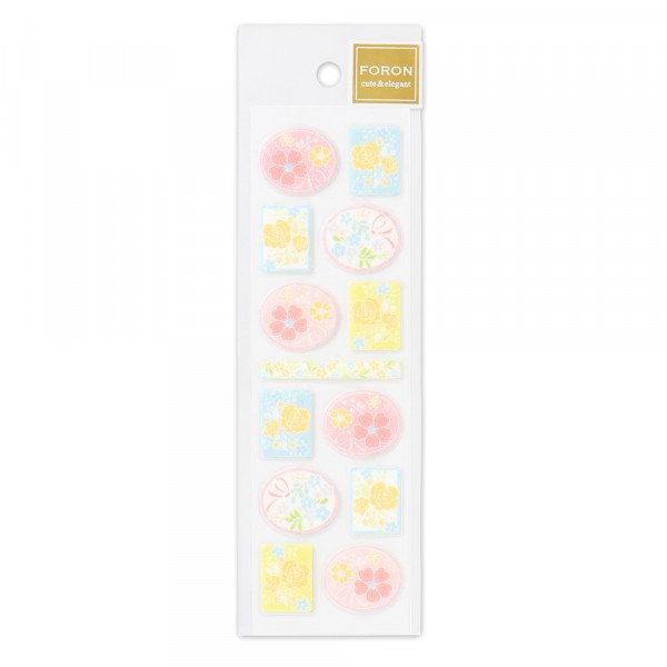 Stickers (Clear/Glitter/Flowers/Sheet Size: H16.5xW5cm/SMCol(s): Pink,Blue,Green)