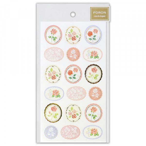 Stickers (Embossed/Roses/L/Sheet Size: H16.5xW9cm/SMCol(s): Pink,Gold)